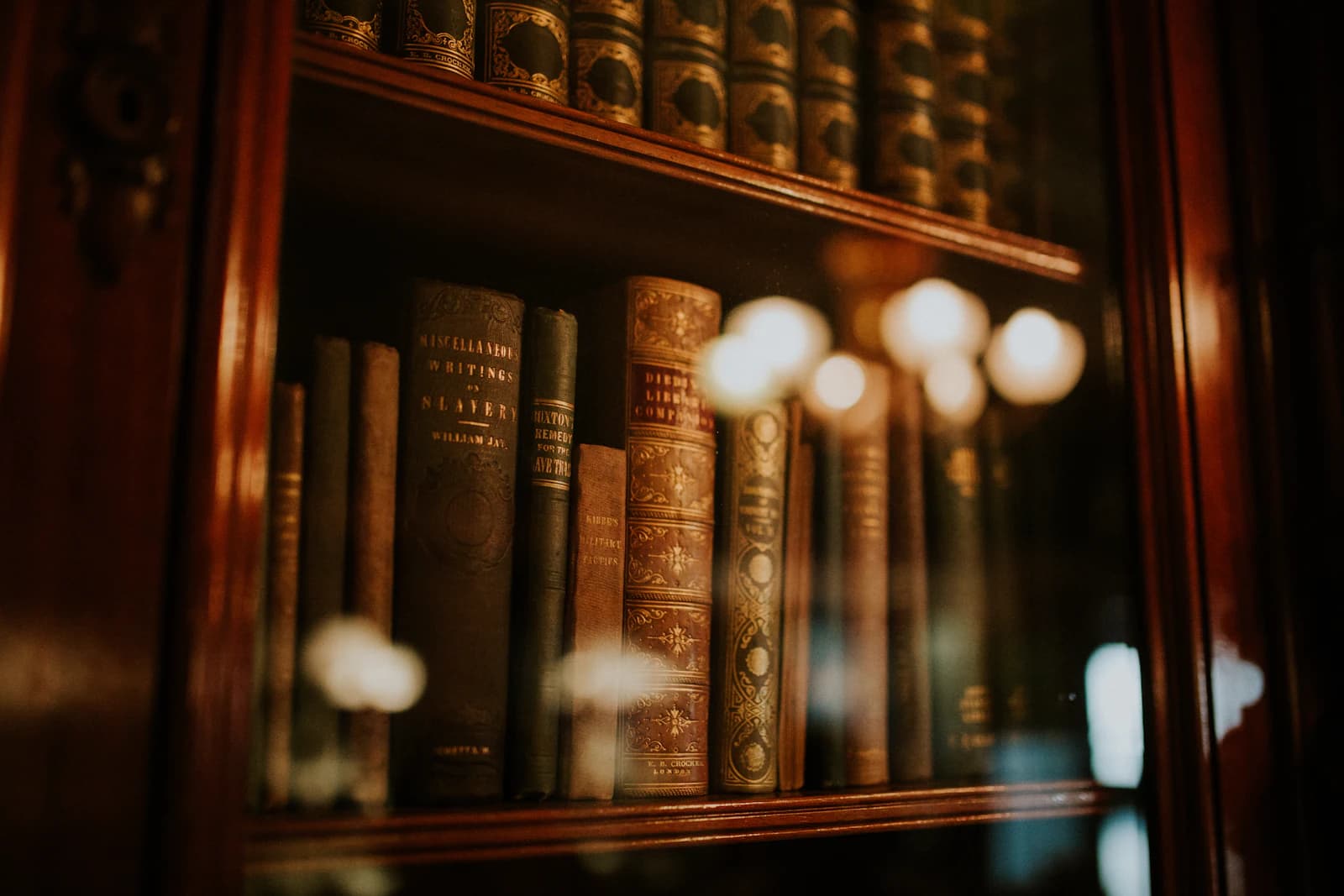 Leather-bound law books on a shelf